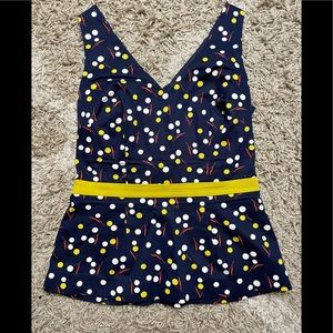 Boden Top Polka Dots V-Neck Cotton